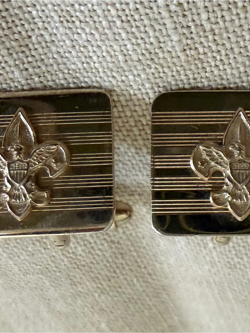 Vintage Gold Colored Boy Scouts of America Cufflinks featuring Fleur-de-lis